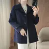 Nuevo Abrigo de Doble Cara 100% Lana Pura para Mujer Otoño/Invierno 2026, Longitud Media, Corte Holgado, Chaqueta Estilo Coreano Adelgazante para Tallas Pequeñas