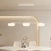 Estilo creme moderno lustre para sala de jantar três cabeças lustre longo para mesa de jantar lâmpada de barra de dedo alto de espectro total simples