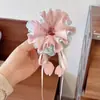 Laço de Cabelo Fofo de Flor Tulipa com Fita para Meninas, Corda para Rabo de Cavalo e Coque, Acessórios de Cabelo para Meninas