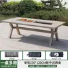 Mesa y Sillas de Exterior Eléctrica de Carbono Doble Propósito de Aluminio Fundido Mesa de Barbacoa Doméstica BBQ Mesa de Comedor Larga Impermeable para Patio Exterior al Aire Libre