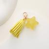 Nueva Moda Color Caramelo Estrella de Cinco Puntas Llavero Colgante Borla de Terciopelo Coreano Colgante para Carcasa de Teléfono Móvil Pequeño Regalo