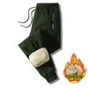 Calças de algodão transfronteiriças de lã de cordeiro para outono e inverno, forradas com fleece, à prova de frio, calças casuais masculinas com cintura elástica, calças compridas quentes e isolantes