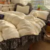 Juego de Ropa de Cama de Encaje Grande de Algodón Puro Estilo Francés Juego de Cuatro Piezas estilo ins Coreano Estilo Princesa Floral Pequeño Retro Funda Nórdica de Algodón Puro Dormitorio Tres 4