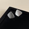 Pendientes de Botón Minimalistas Franceses Cepillados Mate, Pendientes Versátiles Coreanos en Forma de C, Pendientes Elegantes Personalizados de Alta Gama