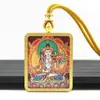 Tangka Pintado a Mano con Ropa Dorada de Cinabrio Patrón Zodiacal de Wuye Vida Pasada y Presente Collar Colgante Tangka Zakiram