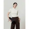 Top de punto de cuello semi-alto, nuevo y de alta gama para principios de otoño, de manga corta, disponible para transmisión en vivo y distribución transfronteriza