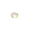 Anillo de Flor de Mariposa de Zircón Brillante de Jardín Monet con Perla Anillo de Dedo Índice de Gama Alta Chapado en Oro Real de 14K Joyería de Mano