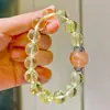 Plata 925 11-16 mm Alta Calidad Hielo Transparente Citrino Limón Natural Pulsera Básica Pulsera