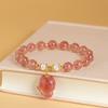 Pulsera de Cristal Natural de Fresa, Cabeza Grande de Zorro, Perla, Piedra Lunar, Nueva Moda China para Mujer, Pulsera Original