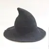 Gorro de Mago de Punto de Color Sólido Sombrero de Halloween Otoño Invierno Mujer Sombrero de Bruja Puntiagudo Sombrero Mágico Plegable