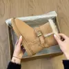 Botas de nieve gruesas y versátiles de moda estilo páramo para mujer, modelo nuevo popular este año, gamuza con hebilla de cinturón, botas cálidas de algodón de doble uso