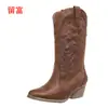 Zapatos de mujer sin cordones modelo nuevo 2026 para comercio exterior en stock, Botas de media caña para mujer de comercio exterior europeo y americano, Botas de cuero para mujer de tacón bajo talla grande