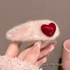 Presilha de Cabelo de Lã Rosa em Formato de Coração para Menina Doce 2026 Novo Estilo Presilha Lateral para Franja Presilha de Cabelo Infantil Acessório de Cabelo