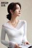 Camiseta Básica de Algodón con Hilo Modal Otoñal Jiaxuan Dorado 932 Delgada de una Sola Pieza con Cuello en V