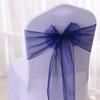 Gasa de Vidrio con Correas Azules y Amarillas para Cubierta de Silla, Flor para Respaldo de Silla, Lazo de Cubierta Elástica para Silla, Boda en Hotel