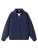 Roupas Masculinas ACU Moletom de cor sólida com gola dobrável, estilo falso duas peças para homens, novo top simples vintage com pequeno decote V para homens, outono e inverno de 2026