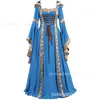 Ropa de Escenario Medieval Europea y Americana Transfronteriza, Vestido Retro con Capucha y Cordones con Mangas de Campana, Disponible en Stock de Una Pieza