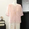 Nuevo Conjunto de Verano Estilo Chino para Mamás, Tops y Camisas de Moda para Mujeres de Mediana Edad y Mayores, Nuevas Blusas de Verano de Manga Corta