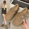 Zapatos Birkenstock para mujer todo incluido 2026 nuevo estilo de invierno forrados de felpa cálidos mocasines slip-on retro Birkenstock zapatos de algodón para mujer