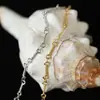 Cadena Simple Hecho a Mano Varilla Retorcida Estilo Neutro Pulsera Chic con Forma de Hueso para Mujeres Acero de Titanio Chapado en Oro Sl127