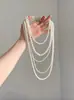 Colar Gargantilha Vintage Resistente com Strass e Pérolas para Mulheres, Corrente para Clavícula Estilo Corte, Luxo Leve, Sensação de Alto Padrão, Corrente de Pescoço da Moda