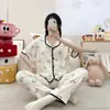 Algodón de Nube Verano Nuevo Cárdigan Solapa Manga Corta Pantalones Chica de Dibujos Animados Dulce Hogar Atuendo traje Pijama