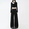 Jeans Wide Leg Tamanho Plus Size Feminino Outono Tendência Novo Estilo Plus Size Gordura MM Preto Emagrecimento Formato Pera Calças de Perna Reta