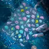 Adesivos de Unha Decorativos 3D de Desenho Animado de Concha e Peixe Cyansea, Adesivos de Unha Simples Populares para DIY