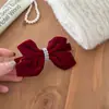 Pinza para el Cabello con Lazo de Terciopelo Negro y Pedrería para Otoño e Invierno para Mujer, Pinza Recta de Resorte para la Parte Trasera de la Cabeza, Adorno Elegante para el Cabello