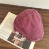 Gorra de Color Sólido Lavada Desgastada para Mujer Estilo Japonés Retro Primavera y Verano Muestra la Cara Boina Pequeña Circunferencia de Cabeza Grande Anti-Desgaste Gorra de Moda