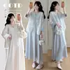 Vestido de Maternidade Verão 2026 Novo Estilo Chinês com Camisa Elegante com Relevo de Artesanato Pesado Protetora do Sol e Vestido de Alça Conjunto de Maternidade