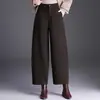 Pantalones de pierna ancha de mezcla de lana de tiro alto para mujer, nueva colección otoño/invierno 2026, corte holgado, largo cropped, favorecedores para figuras petite, casual y modernos
