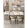 Silla de comedor de lujo ligero de alta gama para apartamentos de alquiler, silla de tocador simple de arte de hierro estilo italiano, taburete con respaldo para mesa de comedor en casa