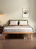 Cama de Madera Maciza sin Cabecero, Cama Tatami, Cama Flotante de Madera de Haya, Cama Plana Minimalista Moderna, Cama Grande para Dormitorio, Personalizable