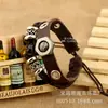 Pulseira de couro com contas punk mais vendida direto da fábrica altamente recomendada pulseira de couro de vaca suporte para atacado pequeno