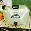 Cubo de Plástico Plegable de Emergencia Estilo Camping Montaje en Coche con Grifo, Bolsa de Almacenamiento de Agua tipo Satchel para Viaje Picnic, Bolsa de Agua Suave