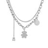 Collar de cadena de suéter de acero de titanio de doble capa que no se decolora, estilo hip-hop, versátil y de moda para mujer.