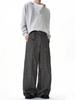 Pantalones de Kendo Grises Texturizados con Tela de Lino Irregular Estilo Old Qian Pantalones Casuales Pantalones Rectos para Hombre Pantalones de Moda Versátiles