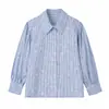 Camisa de Mujer de Manga Larga con Estampado Floral a Rayas Estilo Europeo Primavera 2026 6337