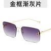Gafas de sol de caja de moda para hombre y mujer, nuevas gafas de sol transfronterizas, gafas sin montura al por mayor, gafas de sol metálicas