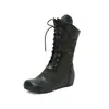 Botas de mujer de punta redonda con cordones, de media pantorrilla, talla grande, botas transfronterizas de comercio exterior 15-3