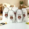 Bolsa de armazenamento em formato de urso, saquinho com cordão, bolsa de embalagem de roupas para exportação, bolsa plástica PE translúcida fosca, bolsa para sapatos com logotipo