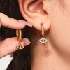 Pendientes Xinyixinxin Estilo Lujo Accesible Europeo y Americano Ojo del Diablo Chapado en Oro Real de 18 Quilates Acero Inoxidable Incrustado Pendientes de Circonita Pendientes