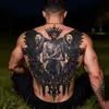 Pegatina de tatuaje semipermanente a base de hierbas para espalda completa, reina calavera oscura con alas, impermeable, de larga duración, pegatina de tatuaje de jugo realista