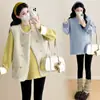 Suéter de Maternidad de Moda Estilo Coreano Nuevo Otoño/Invierno 2025 + Abrigo de Maternidad con Chaleco Peludo de Moda