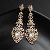 Brincos de strass retrô europeus e americanos, brincos leves de luxo de alta qualidade, acessórios para festa de casamento, brincos de noiva atmosféricos para mulheres