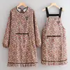 Delantal de lona de manga larga fresco y sencillo para catering, trabajo, ropa de trabajo antimanchas, delantal de moda para cocinar en la cocina y uso doméstico