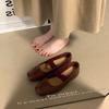 Sapatos de Ballet Mary Jane para Mulheres 2024 Novos Franceses Elegantes para Todos os Fósforos Sapatos de Couro de Boca Rasa