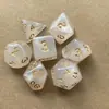 Set de 7 Piezas Dados Bicolor Poliédricos Juego de Mesa Set Cielo Estrellado Brillante Juego de Mesa Juego de Cartas Combinación Transfronteriza de Dados