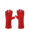 Guantes de soldadura de doble capa al por mayor de fábrica, guantes colgantes de piel de vaca para soldador, guantes de cuero completo alargados y engrosados